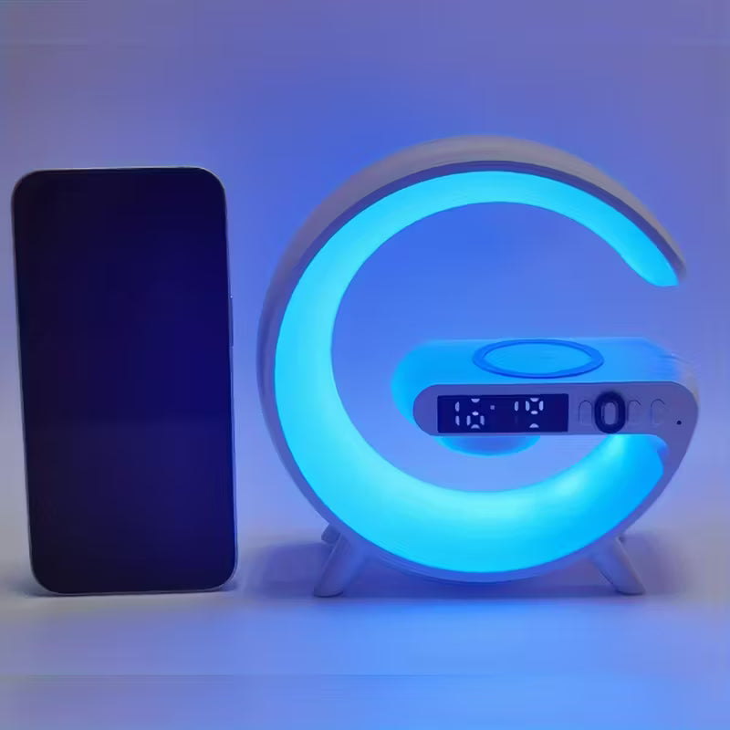 Wireless Speaker, Charger & Night Light with Dimmable Sunrise Alarm Clock