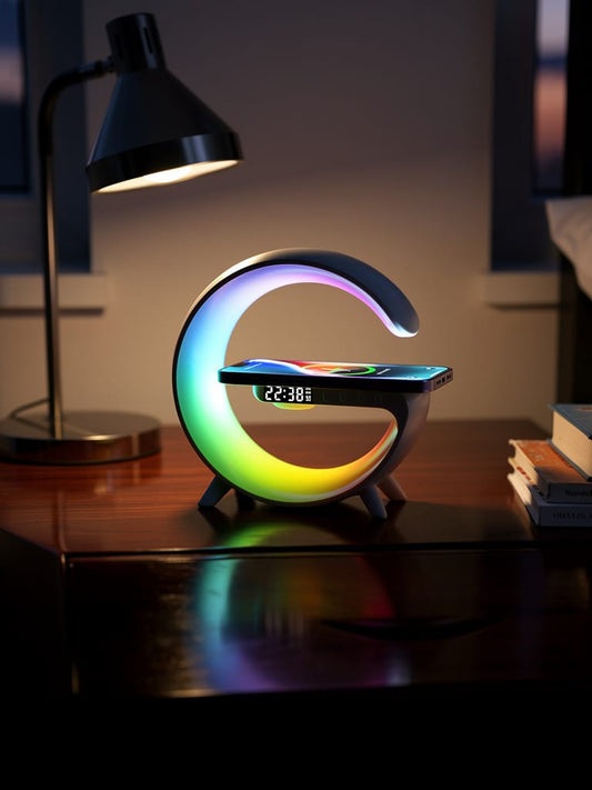 Wireless Speaker, Charger & Night Light with Dimmable Sunrise Alarm Clock