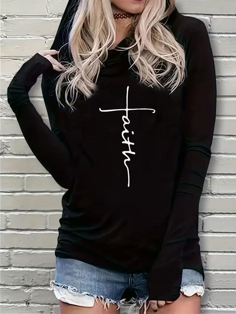Women's Faith-Inspired Hooded Longsleeve Sweatshirt - Premium Comfort & Style