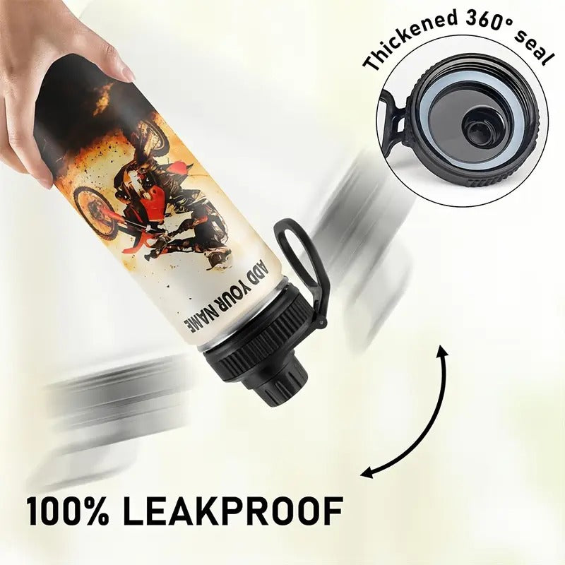 Personalized Motorcycle Tumbler with Dirt Rider Design - Spill-Proof Lid, BPA-Free Stainless Steel Cup, 22oz Capacity, Durable & Reusable