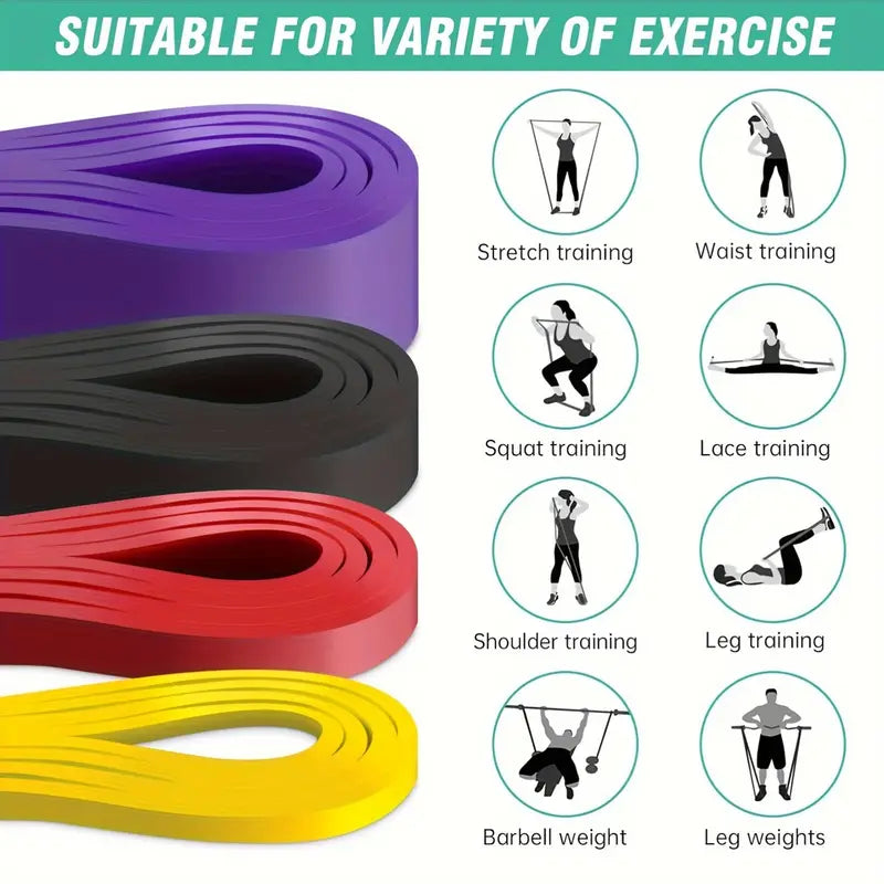 4pcs Set Resistance Bands with Stackable Tension - Exercise and Pull Up Assist