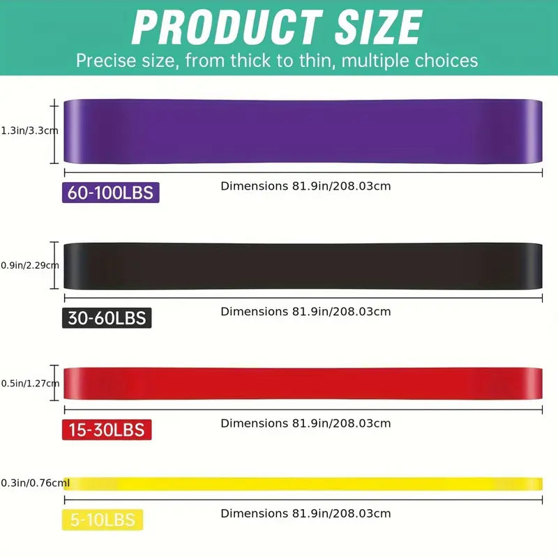 4pcs Set Resistance Bands with Stackable Tension - Exercise and Pull Up Assist