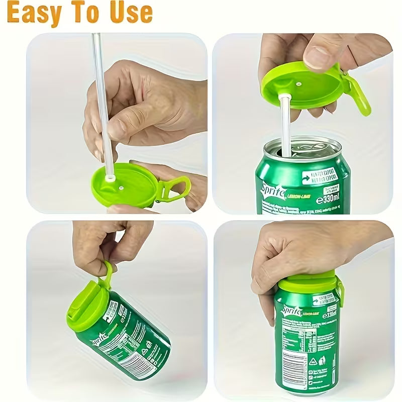 Reusable Soft Drink Can Lids with Straws | Hack Essential 1Pc
