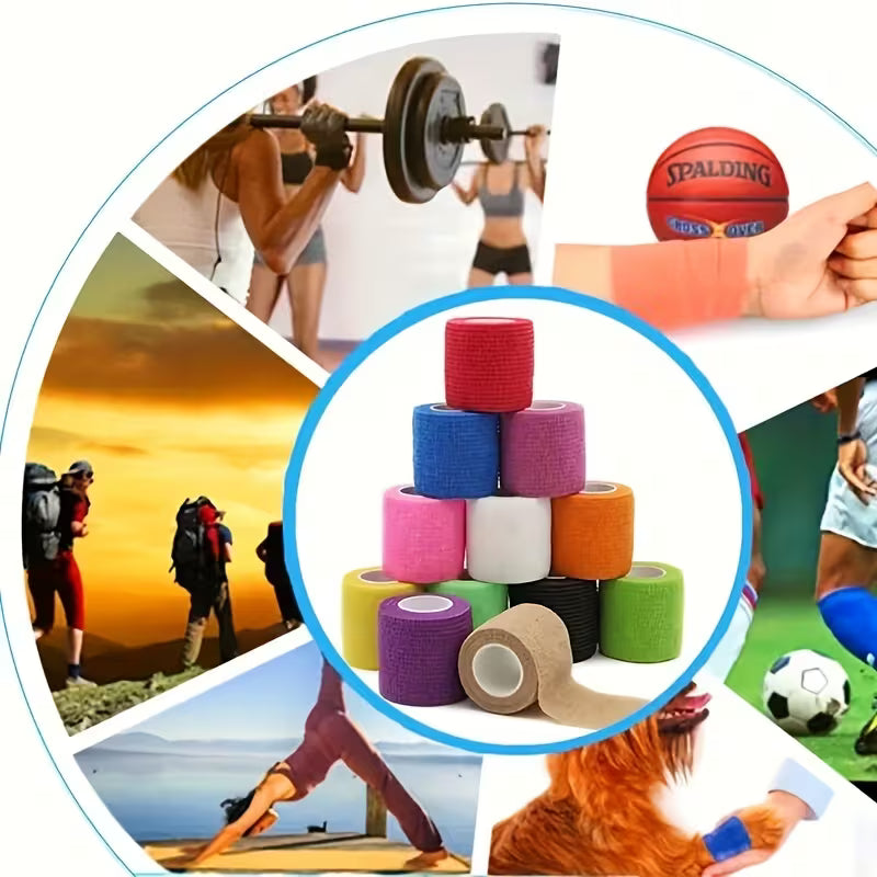 12 Pack Self-Adhesive Elastic Grip Tape - Premium Support for Bodybuilding & CrossFit