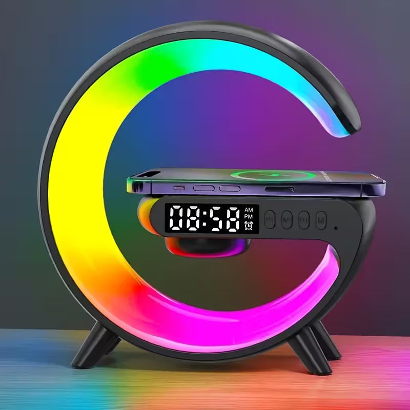 Wireless Speaker, Charger & Night Light with Dimmable Sunrise Alarm Clock