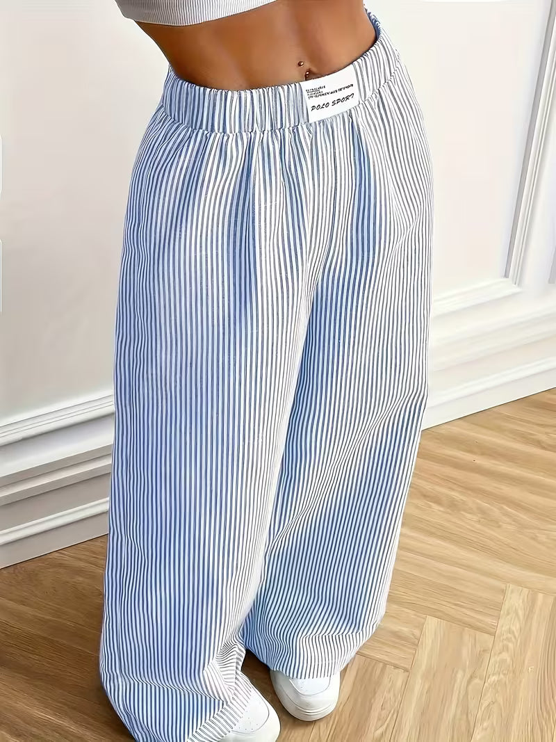 Blue Striped Wide Leg Casual Pants - Bold Style Meets Ultimate Comfort