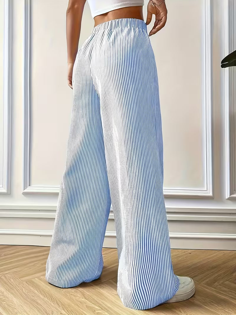 Blue Striped Wide Leg Casual Pants - Bold Style Meets Ultimate Comfort