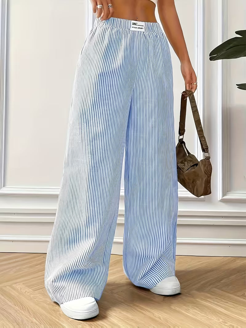 Blue Striped Wide Leg Casual Pants - Bold Style Meets Ultimate Comfort