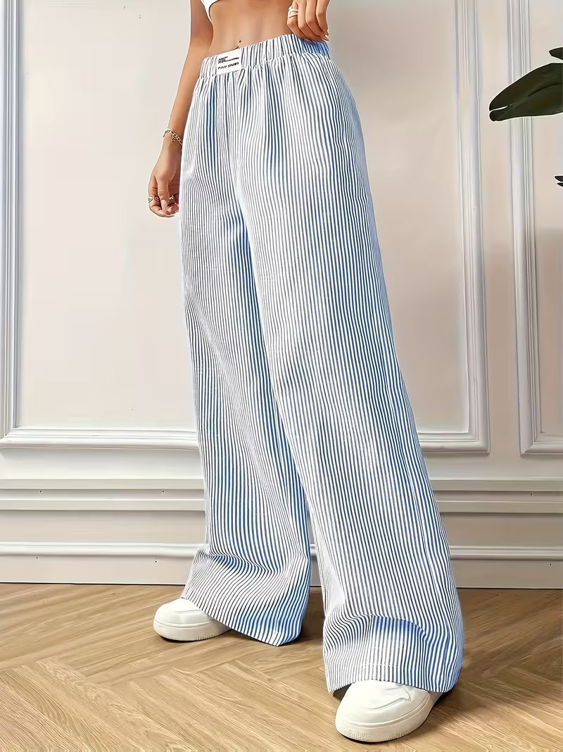 Blue Striped Wide Leg Casual Pants - Bold Style Meets Ultimate Comfort