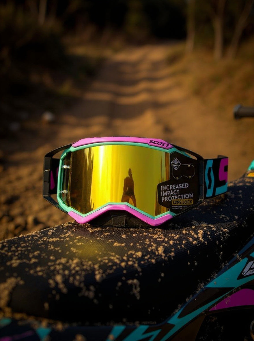 Enduro/Motorcross Riding Goggles, 3-Layer High-Density Sponge, PC (Polycarbonate) Lens and Frame