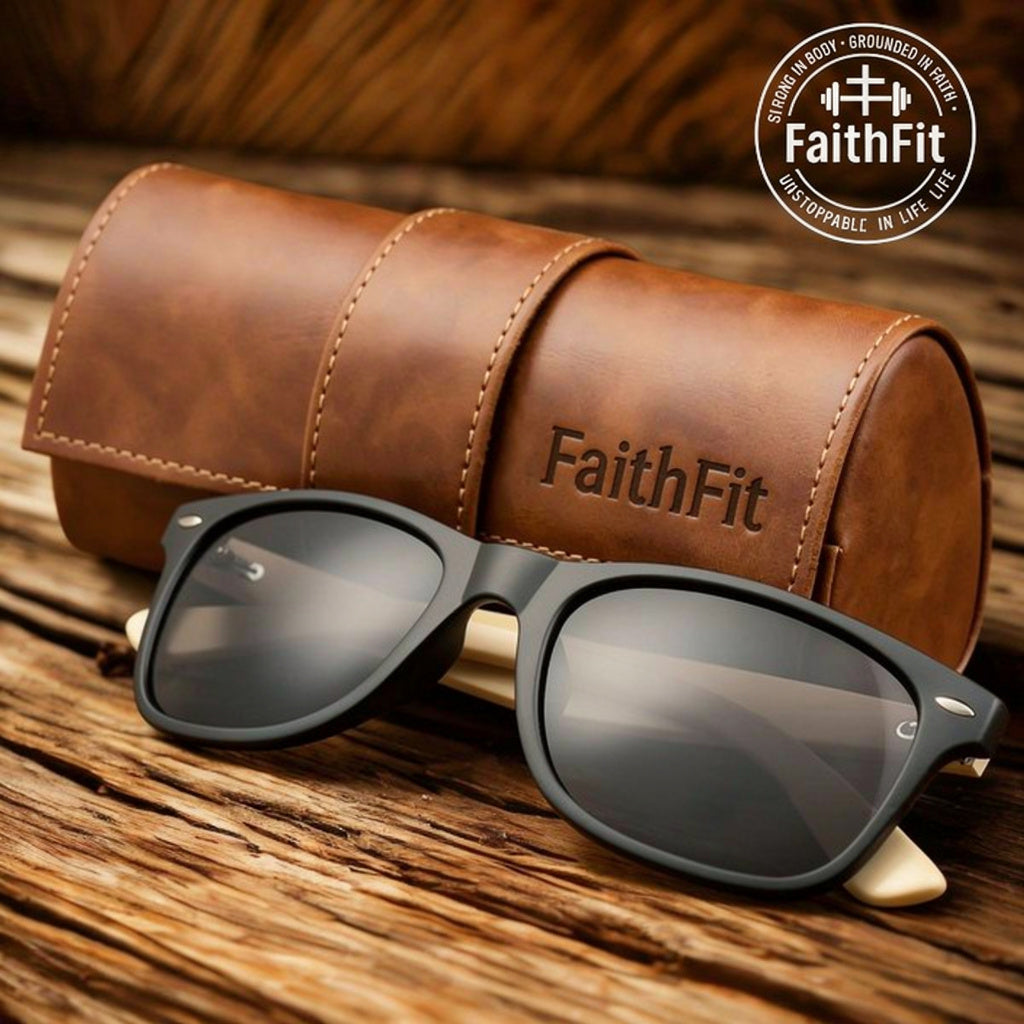 FaithFit Wooden Sunglasses & Case — Premium Style & Protection