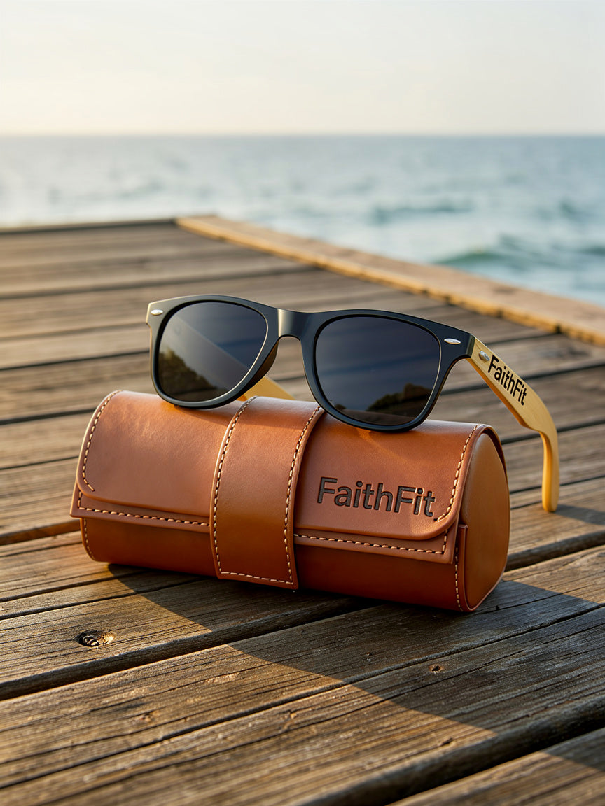 FaithFit Wooden Sunglasses & Case — Premium Style & Protection
